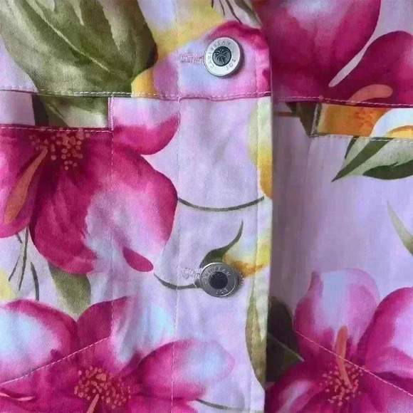 Caribbean Joe Women's Pink Floral Jacket Size L Casual Long Sleeve - Picture 4 of 9